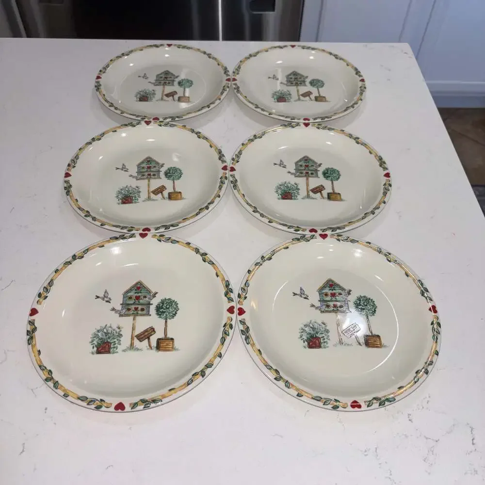 Thomson Pottery Birdhouse Pattern Salad Plates (Set of 6)